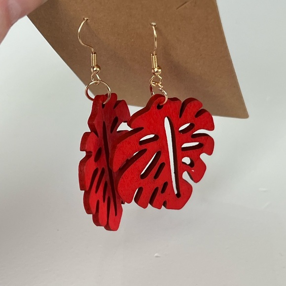 PALM EARRINGS | Wood | NWT - Picture 3 of 4